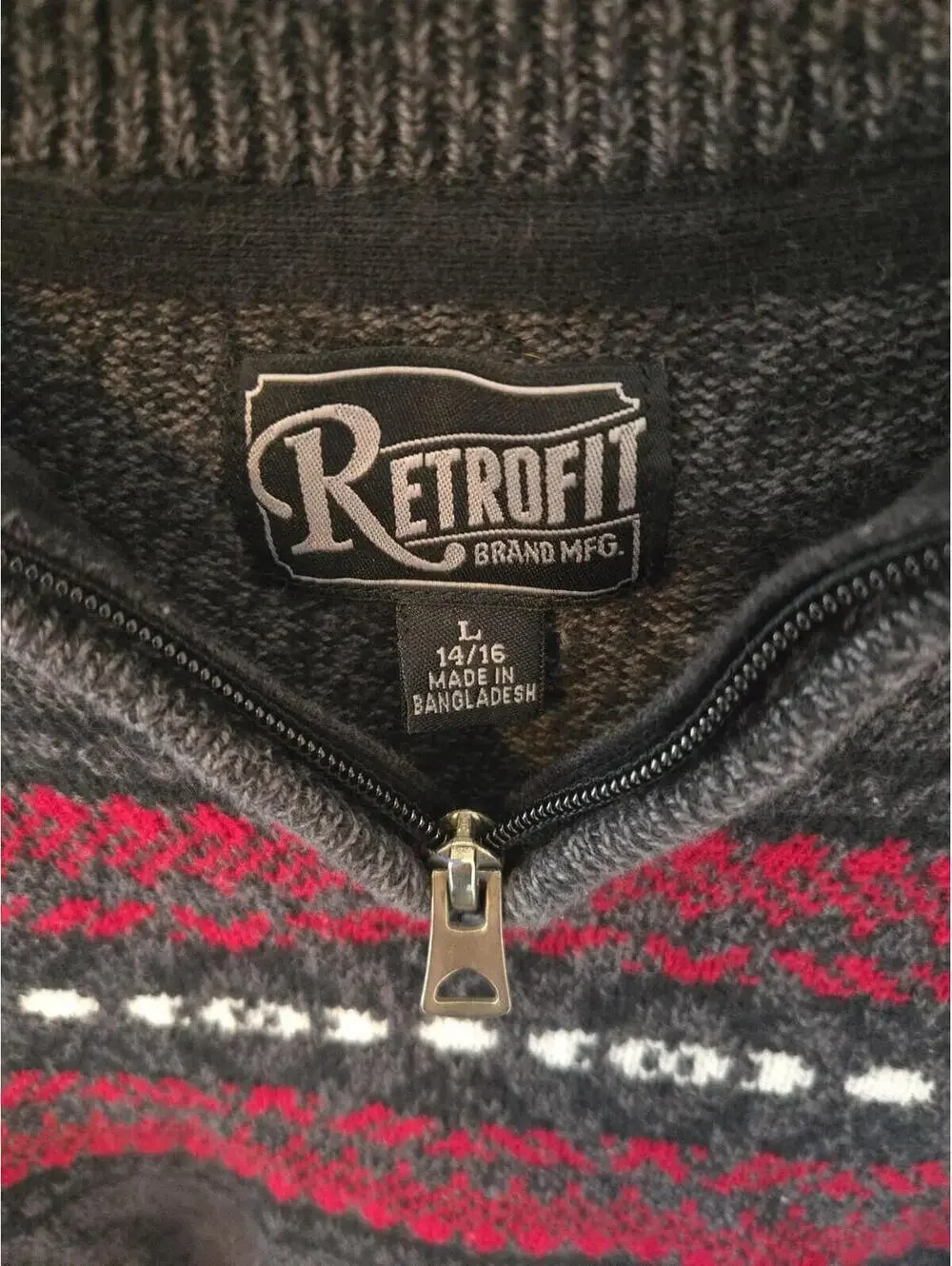 Retrofit Boys Quarter-Zip Fair Isle Knit Sweater, Large (14/16)